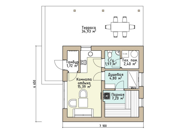 Изображение Баня из газобетона 34 м² Фото 1