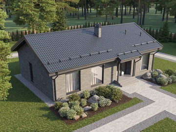 Типовой проект одноэтажного дома Хвойный 115м2 с современным экстерьером