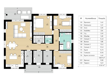 Проект одноэтажного дома Современный 140м² - фото №3